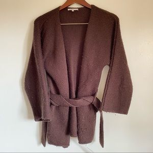 Maje Womens size 12 Brown Sweater cardigan Wrap Tie. 
Bombay